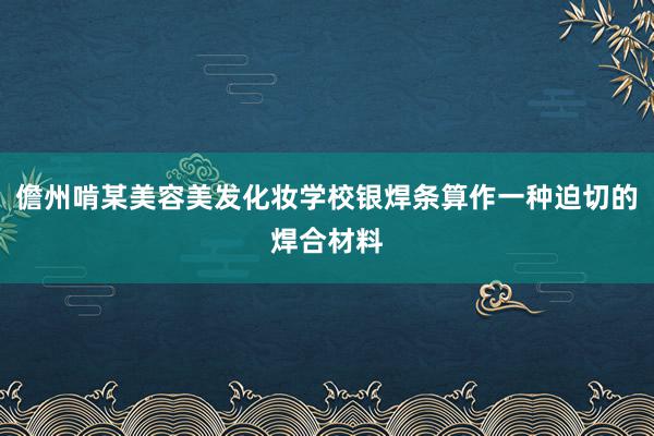儋州啃某美容美发化妆学校银焊条算作一种迫切的焊合材料